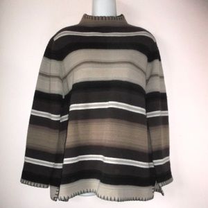 RALPH LAUREN SWEATER Stripes Brown Tan Wool M